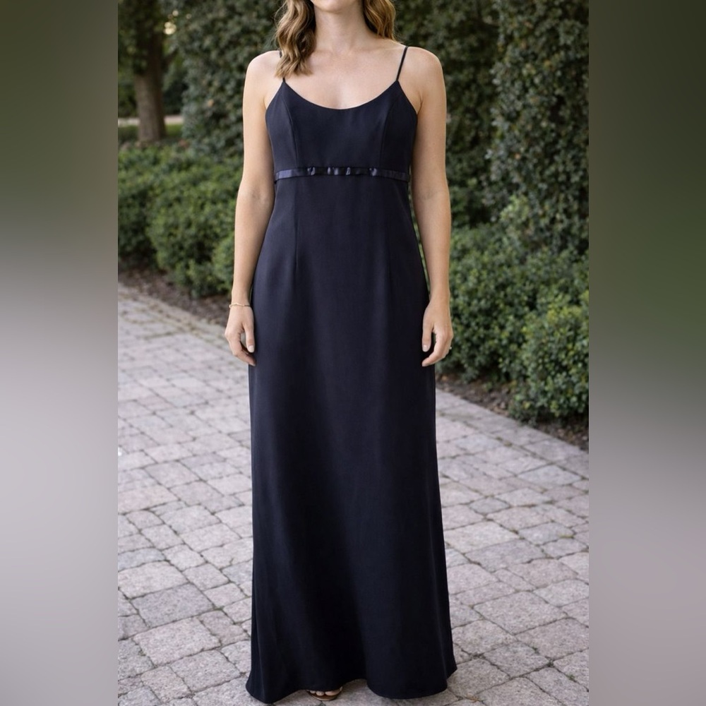 Y2K Formal Dark Blue Maxi Dress XS/S Empire Waist Homecoming Dress